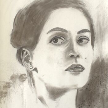 图画 标题为“Beautiful Glances #1” 由Ibrahim Unal, 原创艺术品, 木炭