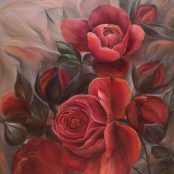 Pintura titulada "Embrace of terracot…" por Natalie Demina, Obra de arte original, Oleo Montado en Bastidor de camilla de ma…
