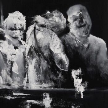 Schilderij getiteld "Barflies" door Pepijn Simon, Origineel Kunstwerk, Olie