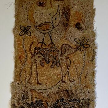 Textile Art titled "TENTURE ART BRUT "L…" by Annesailor, Original Artwork, Embroidery