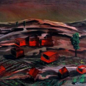 Pintura titulada "Paissatge vermell" por Josep Maria Fontanet Sureda, Obra de arte original, Acrílico