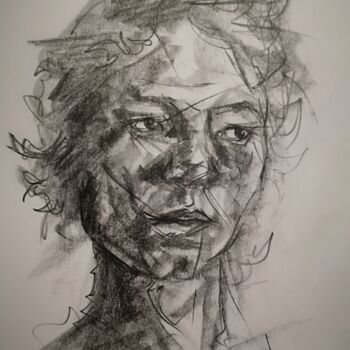 图画 标题为“Regard lointain (2)” 由Jean-Pierre Emond, 原创艺术品, 铅笔