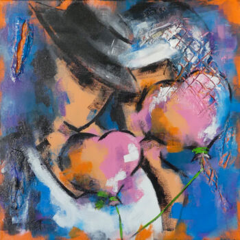 Painting titled "tête à tête" by Isabelle Moutte, Original Artwork, Acrylic
