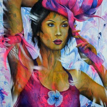 Peinture intitulée "emportée par le vent" par Jeannette Guichard-Bunel, Œuvre d'art originale, Huile Monté sur Châssis en bo…