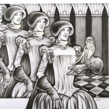 Drawing titled "Queen's Army" by Natasha Ermolaeva, Original Artwork, Graphite