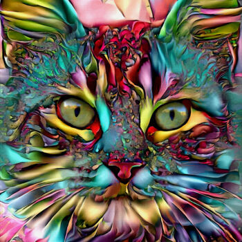 Peinture intitulée "Karam, cat" par L.Roche, Œuvre d'art originale, Travail numérique 2D