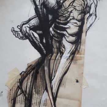 Disegno intitolato "COMPOSITION" da Claude Duvauchelle, Opera d'arte originale, Pennarello