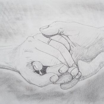 图画 标题为“Give me your hands” 由Ibrahim Unal, 原创艺术品, 木炭