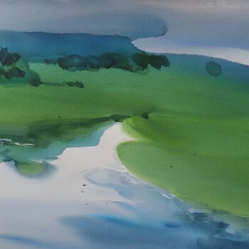 Peinture intitulée "Far fetched water i…" par Prashant Prabhu, Œuvre d'art originale, Aquarelle