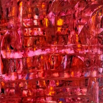 Schilderij getiteld "Coeur de la nuit" door Fatima Sardinha, Origineel Kunstwerk, Olie Gemonteerd op Frame voor houten branc…