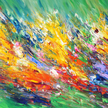 Painting titled "Green Energy Waves…" by Peter Nottrott, Original Artwork, Acrylic
