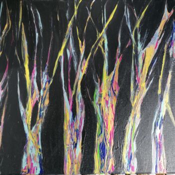 Ζωγραφική με τίτλο "Troncs d'arbres à l…" από Lea Monnier Art, Αυθεντικά έργα τέχνης, Ακρυλικό