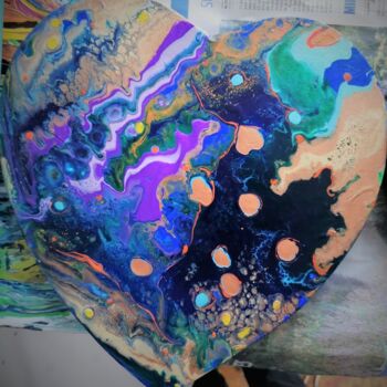 Peinture intitulée "Petit coeur en poin…" par Lea Monnier Art, Œuvre d'art originale, Acrylique