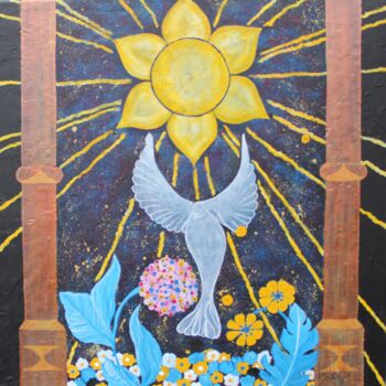 Peinture intitulée "Dissiper les ténèbr…" par Corinne Brossier (Atelier de l'imaginaire), Œuvre d'art originale, Acrylique