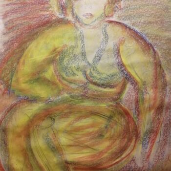 Peinture intitulée "femme colorée, past…" par Nancy Krief, Œuvre d'art originale, Pastel