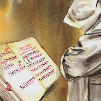 Peinture intitulée "Les neumes" par Emilie Denis, Œuvre d'art originale, Aquarelle