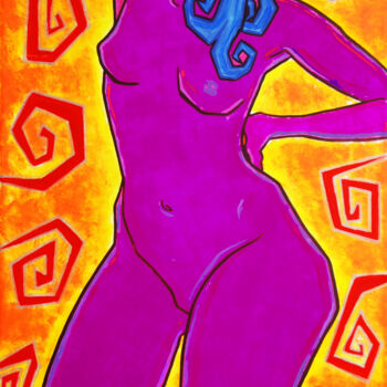 제목이 "Nude with earrings"인 미술작품 Margarita Felis로, 원작, 아크릴