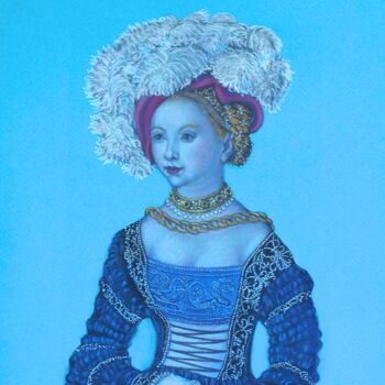 Σχέδιο με τίτλο "Cranach 6" από Marlies Van Leeuwen, Αυθεντικά έργα τέχνης, Κοντέ