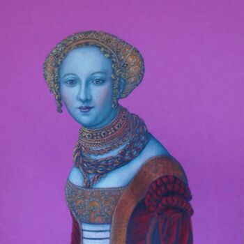 Dessin intitulée "Cranach 3" par Marlies Van Leeuwen, Œuvre d'art originale, Conté