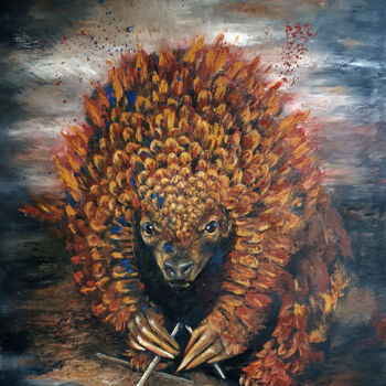 Painting titled "CUIRASSE" by Carine Lauber, Original Artwork, Oil
