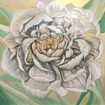 Peinture intitulée "White Gold Flower" par Dmitry King, Œuvre d'art originale, Acrylique