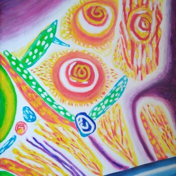 Painting titled "Fiamme" by Arduino Rossi, Original Artwork, Acrylic Mounted on Wood Stretcher frame