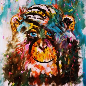 Ζωγραφική με τίτλο "Monkey 3" από Art&B, Αυθεντικά έργα τέχνης, Ακρυλικό