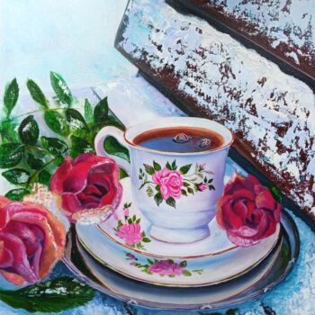 "roses flowers" başlıklı Tablo Olga Dmitrieva tarafından, Orijinal sanat, Petrol Ahşap Sedye çerçevesi üzerine monte edilmiş