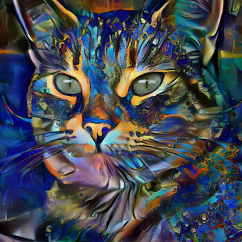 Digitale Kunst mit dem Titel "Maïko, cat" von L.Roche, Original-Kunstwerk, Acryl