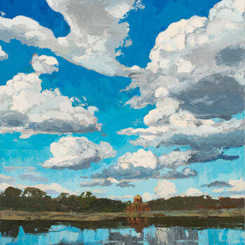 Painting titled "The sky above the V…" by Daniil Mikhailov, Original Artwork, Oil