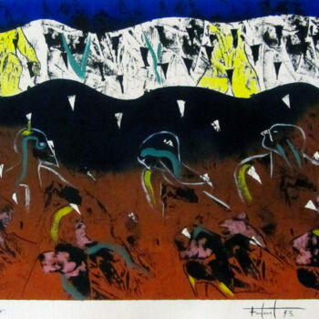 Pintura titulada "Pluja triangular" por Josep Maria Fontanet Sureda, Obra de arte original, Tinta
