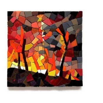 Sculpture intitulée "Feux" par Signature Mosaique ®, Œuvre d'art originale, Mosaïque