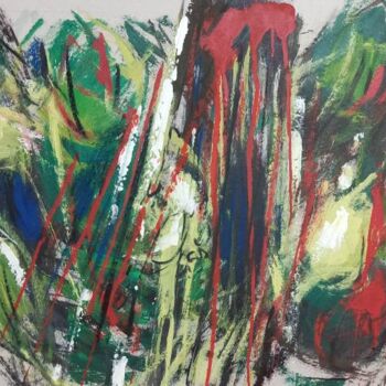 Painting titled "Композиция с красным" by Shagen Aslanian, Original Artwork, Oil