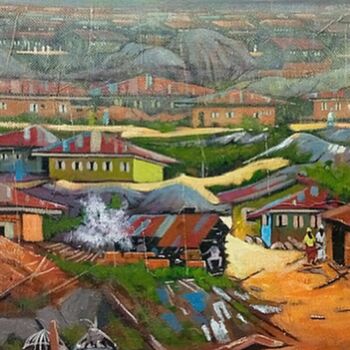 Painting titled "Hood" by Ismy Kunle, Original Artwork, Oil