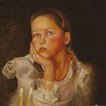 Painting titled "Die Träumende" by Stan Bert Singer, Original Artwork, Oil