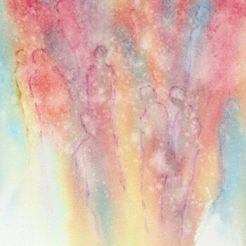 Peinture intitulée "Perles de Lumière 26" par Jacqueline Pascaud, Œuvre d'art originale, Aquarelle Monté sur Autre panneau r…