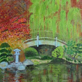 Schilderij getiteld "A Tranquil Japanese…" door Shahid Zuberi, Origineel Kunstwerk, Acryl