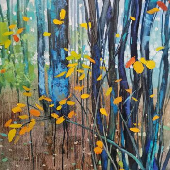Painting titled "Our fall" by Daniil Mikhailov, Original Artwork, Oil Mounted on Wood Stretcher frame