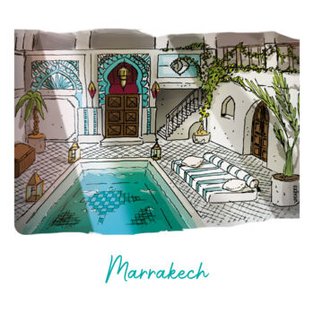 Dessin intitulée "KARI KRO - Marrakech" par Pascal Carro (ORAK), Œuvre d'art originale, Marqueur