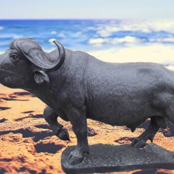 Sculpture titled "Cape Buffalo / Afri…" by Taurayi Maisiri, Original Artwork, Stone