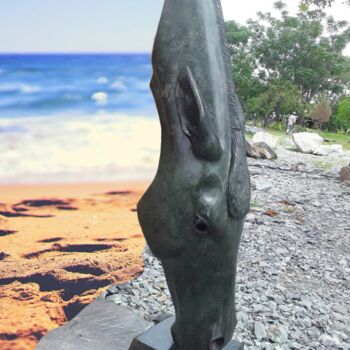 Sculpture titled "Stallion Head" by Taurayi Maisiri, Original Artwork, Stone