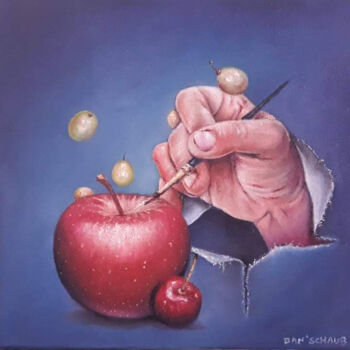 Painting titled "La pomme" by Daniel Schaub, Original Artwork, Oil