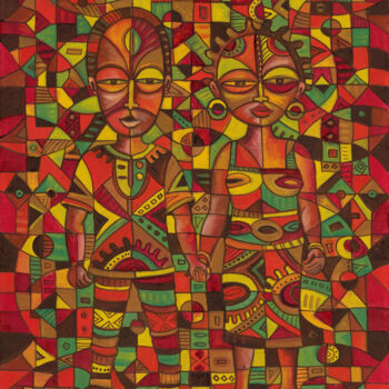 Painting titled "Twin 2 painting of…" by Angu Walters, Original Artwork, Oil