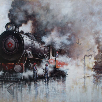 Pittura intitolato "Nostalgia of Indian…" da Kishore Pratim Biswas, Opera d'arte originale, Acrilico
