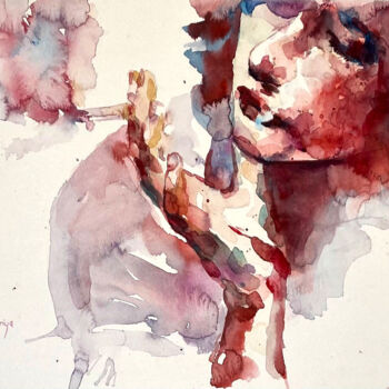 Schilderij getiteld "The Haze" door Abhishek Deheriya, Origineel Kunstwerk, Aquarel