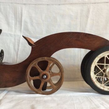 Sculpture titled "« Rhino 2022 »" by Elisabeth Faucheur, Original Artwork, Wood