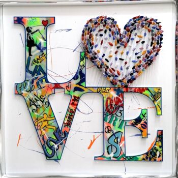 Sculpture titled "Love Heart Army" by Shelby, Original Artwork, Aluminium