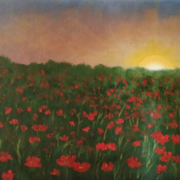 Painting titled "Sunset at Poppy Fie…" by Gitika Singh, Original Artwork, Acrylic