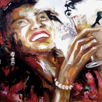 Painting titled "Kiss me" by Nathalie Lemaitre, Original Artwork, Oil Mounted on Wood Stretcher frame