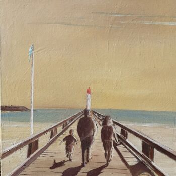 Painting titled "Estacade normande" by Flachet, Original Artwork, Oil